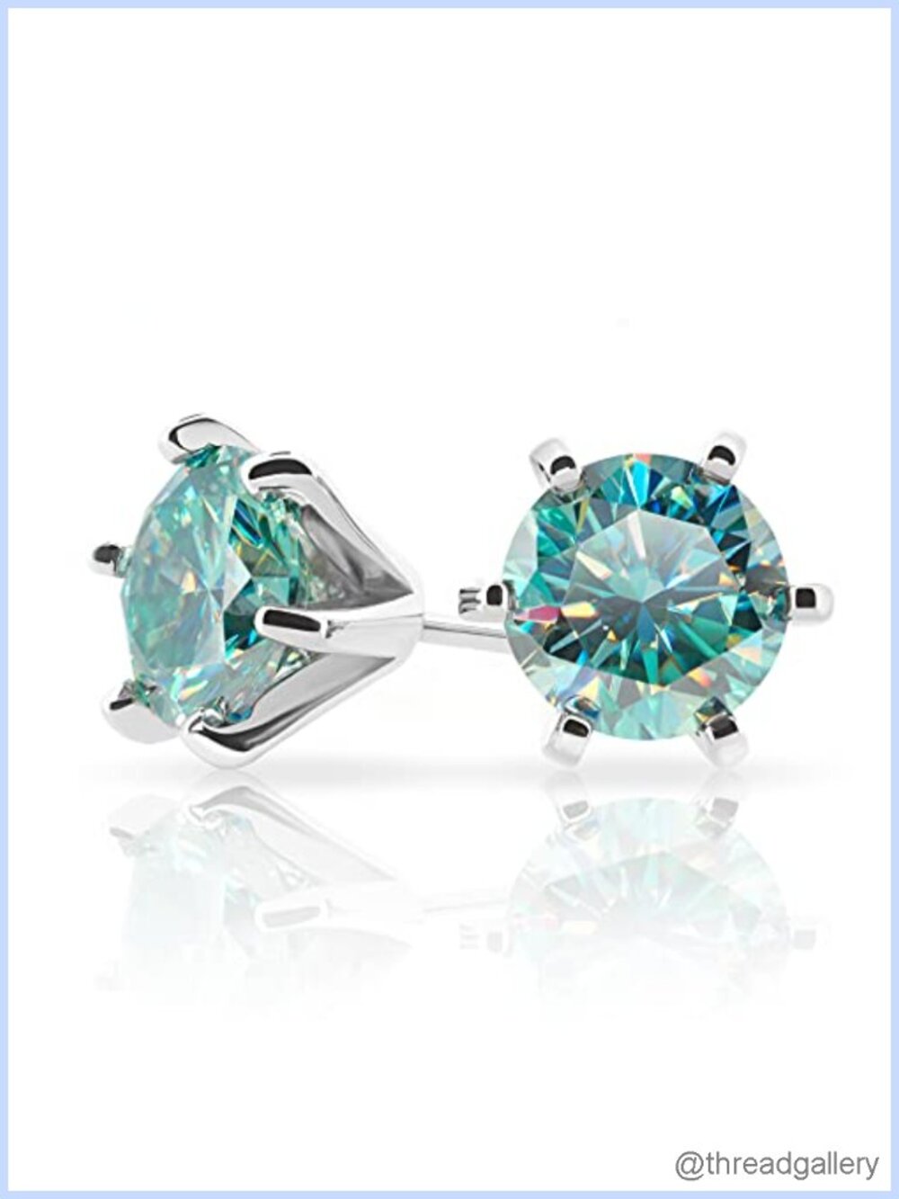Moissanite Round Cut Stud Earrings 2.0ct 18K White Gold Plated Sterling Silver